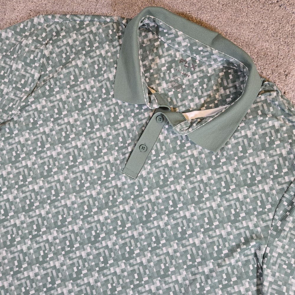 FLX Golf Performance Short Sleeve Collared Golf Polo Mens 2XL Gray Geo‎ Print